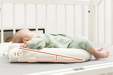 赤ちゃんを快適な睡眠に誘う秘密！15度の傾斜を図示
